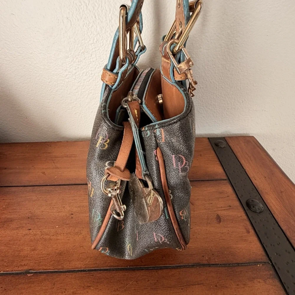 Vintage Dooney And Small Hand Bag Monogram Colorful READ